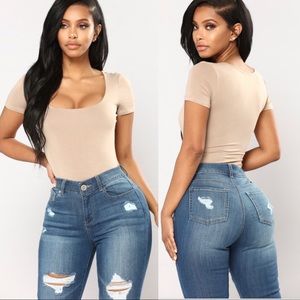 💋SOLD💋Anything But Square Neck Mocha Bodysuit